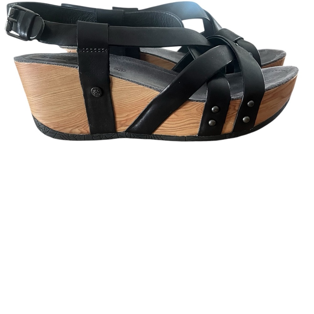 Bussola Black and Tan Wedge Sandals size 40 (10) - Picture 2 of 6